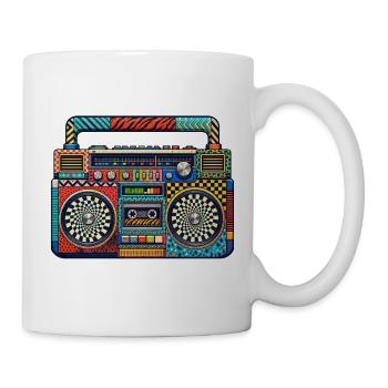 Farbenfrohe Retro Boombox Muster - Tasse - Weiß - Rechts