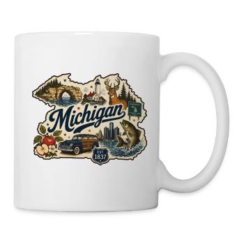 Michigan Great Lakes Vintage-Reiseaufkleber - Tasse - Weiß - Rechts