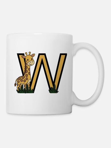 Giraffe neben goldenem V - Tasse - Weiß