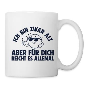Tischtennis Bin zwar alt Retro Tischtennisspieler - Tasse - Weiß - Rechts
