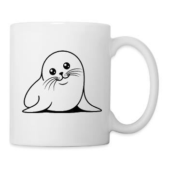 Robbe One Line niedliches Meeresmotiv - Tasse - Weiß - Rechts