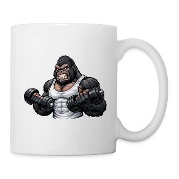 Muskulöser Gorilla beim Bodybuilding - Tasse - Weiß - Rechts