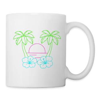 Neon Tropenstrand Sonnenuntergang - Tasse - Weiß - Rechts
