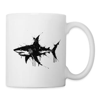 Black Splat Shark Aquarell - Tasse - Weiß - Rechts