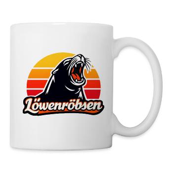 Löwenroarer Sonnenuntergang Logo - Tasse - Weiß - Rechts