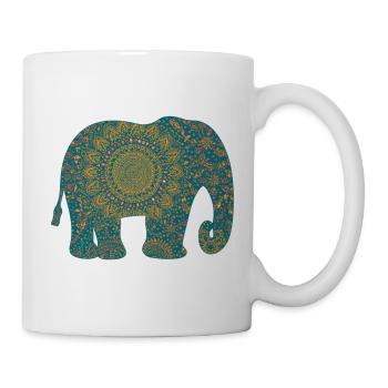 Mandala Elephant Pattern in Teal - Mug - white - Right