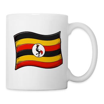Uganda flag art with crane - Mug - white - Right