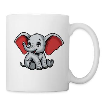 Kleiner Elefant – Fröhliche Cartoonfigur - Tasse - Weiß - Rechts