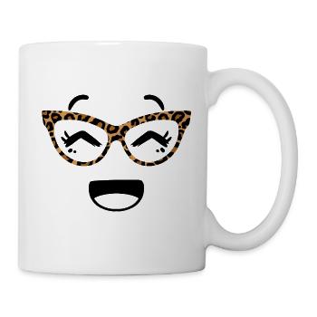 Cute Face In Kawaii Style With Leopard Goggles - Mug - white - Right