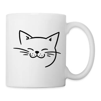 Radiant cat face with whiskers - Mug - white - Right