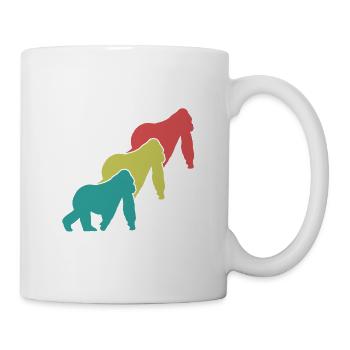 Three Monkeys Silhouettes Retro - Mug - white - Right