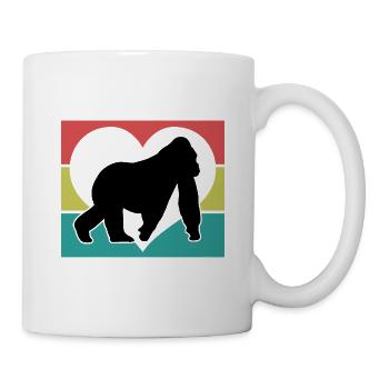 Retro Monkey Silhouette Heart - Mug - white - Right