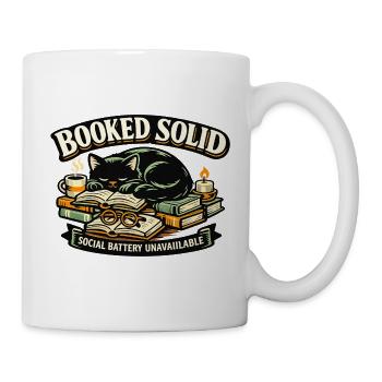 Booked Solid Cat and Books - Mug - white - Right