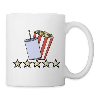 5 Sterne Movie Night Cinema Popcorn And Soda Rezension - Tasse - Weiß - Rechts