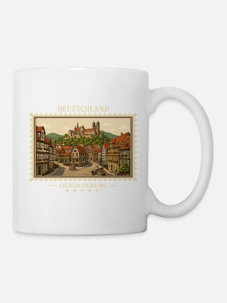 Deutschland Quedlinburg Vintage Reisemarke - Tasse - Weiß