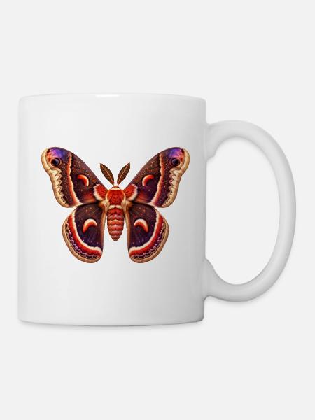 Cecropia Moth Hyalophora cecropia Cartoon Style - Mug - white