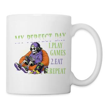 Skeleton Gamer Gaming Halloween - Tasse - Weiß - Rechts