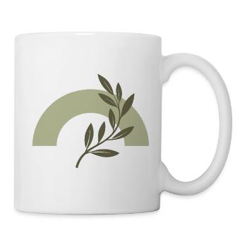 Olive bow and minimalist branch - Mug - white - Right