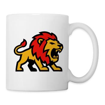 Löwe Maskottchen Wappen Logo - Tasse - Weiß - Rechts