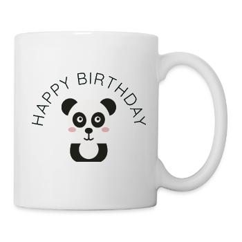Panda und HERZLICHEN GLÜCKWUNSCH ZUM GEBURTSTAG — Tiere - Tasse - Weiß - Rechts