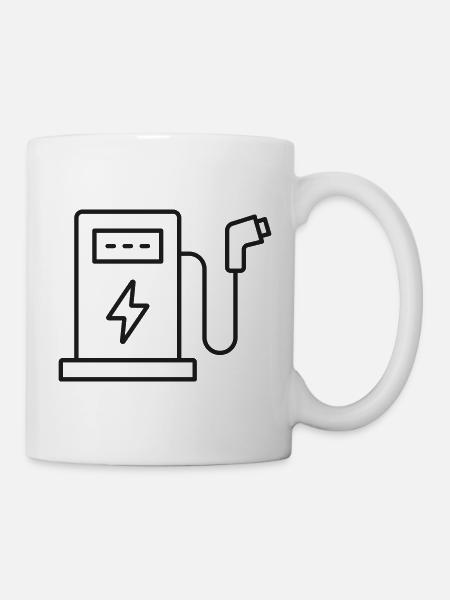 Ladestation-Symbol für Elektrofahrzeuge - Tasse - Weiß