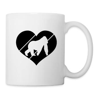 Affe Herz Silhouette - Tasse - Weiß - Rechts