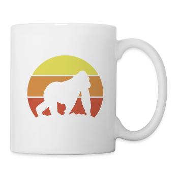 Affen Silhouette Retro - Tasse - Weiß - Rechts