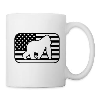 Affe USA – Amerikanische Flagge - Tasse - Weiß - Rechts