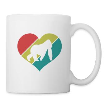 Affe Herz Silhouette Retro - Tasse - Weiß - Rechts