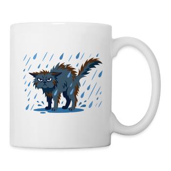 Regenkatze Grummel-Design - Tasse - Weiß - Rechts