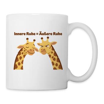 Giraffenweisheit: Innere Ruhe = Äußere Ruhe - Tasse - Weiß - Rechts