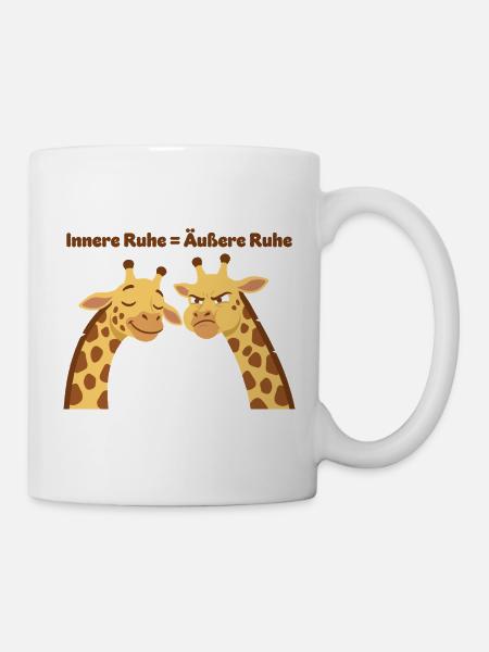 Giraffenweisheit: Innere Ruhe = Äußere Ruhe - Tasse - Weiß