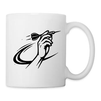 Dartspieler Wurf Hand Grafik - Tasse - Weiß - Rechts