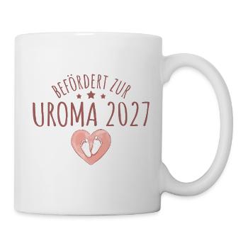 Befördert zur Uroma 2027 Schwangerschaft verkünden - Tasse - Weiß - Rechts