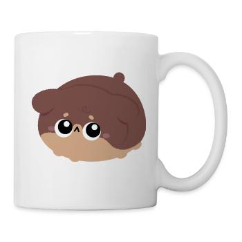 Schläfriger brauner Rottweiler-Plüsch - Tasse - Weiß - Rechts