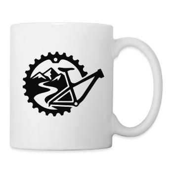 MTB Kettenblatt Berge Logo - Tasse - Weiß - Rechts