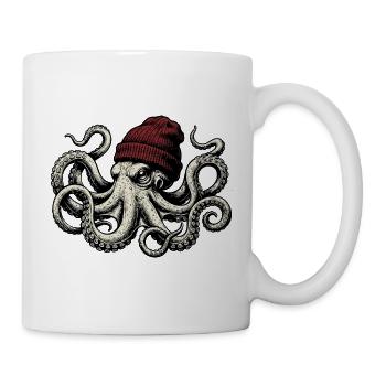 Funny Octopus Beanie Lover Ocean Animal Marine  - Tasse - Weiß - Rechts