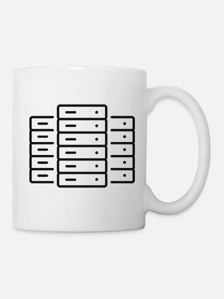 Rechenzentrum-Server-Zeilen-Symbol - Tasse - Weiß