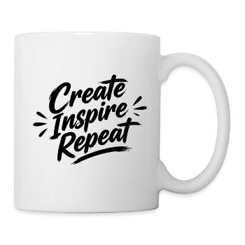 Create Inspire Repeat Spruch Sprüche - Tasse - Weiß - Rechts