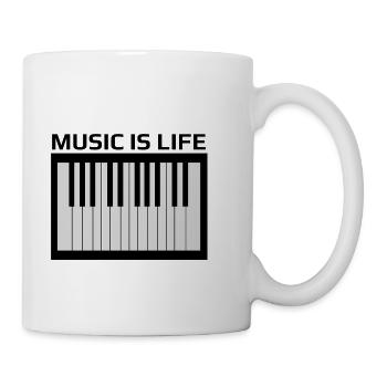 Monochrome Klaviertasten - Tasse - Weiß - Rechts