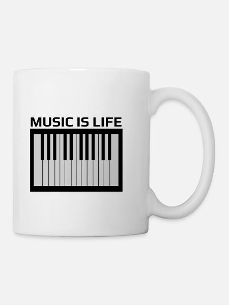 Monochrome Klaviertasten - Tasse - Weiß