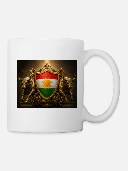 Kurdistan-Schildemblem mit Stieren - Tasse - Weiß