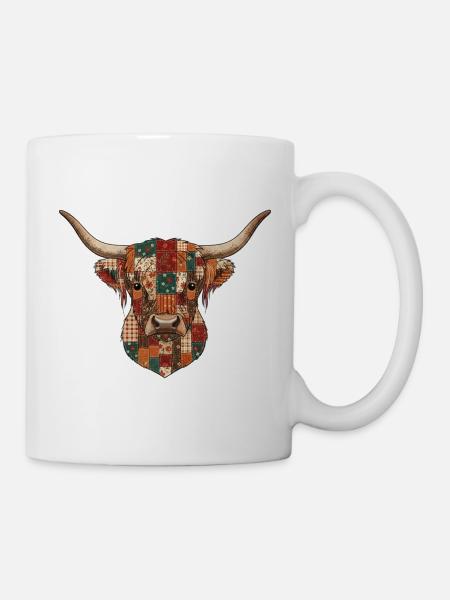 Patchwork-Kuh-Quilt-Volkskunst - Tasse - Weiß