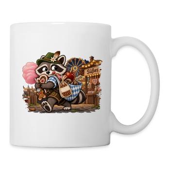 Waschbär mit Volksfest-Süßigkeiten  - Tasse - Weiß - Rechts