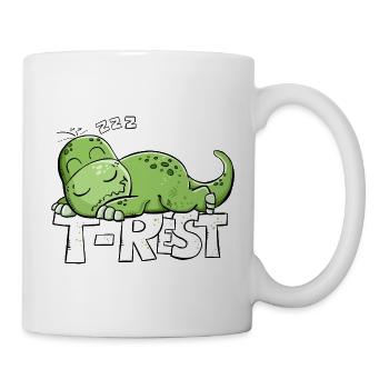 T-Rest Dino Schlafen | Lustiger Dinosaurier - Tasse - Weiß - Rechts