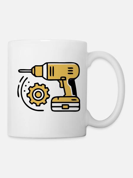 Akkuschrauber Werkzeug Icon - Tasse - Weiß