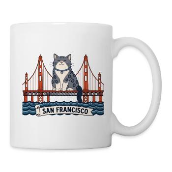 San Francisco Cat at golden Bridge USA Travel - Tasse - Weiß - Rechts