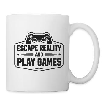 Escape Reality and Play Games - Gamer Sprüche - Tasse - Weiß - Rechts
