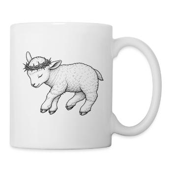 Gottes Lamm - ruhend - Tasse - Weiß - Rechts