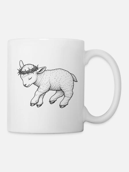 Gottes Lamm - ruhend - Tasse - Weiß
